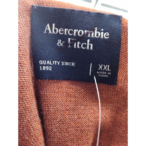 Abercrombie & Fitch Polo Mens XXL Terracotta Chain Link V-Neck Collared Stretch - Picture 5 of 7